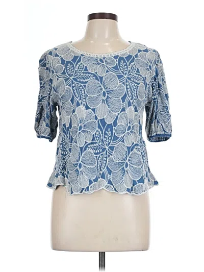 Pre-owned Solitaire Short Sleeve Blouse In Blue