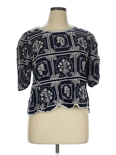 Pre-owned Solitaire Short Sleeve Blouse In Blue