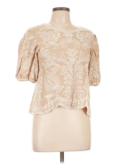 Pre-owned Solitaire Short Sleeve Blouse In Brown