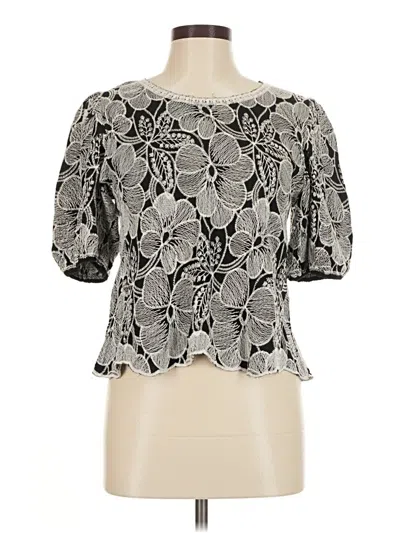 Pre-owned Solitaire Short Sleeve Blouse In Gray