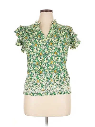 Pre-owned Solitaire Short Sleeve Blouse In Green