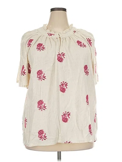 Pre-owned Solitaire Short Sleeve Blouse In Ivory