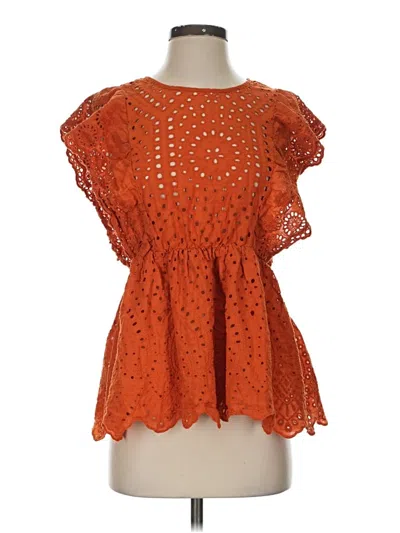 Pre-owned Solitaire Short Sleeve Blouse In Orange