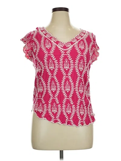 Pre-owned Solitaire Short Sleeve Blouse In Pink