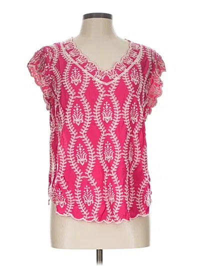 Pre-owned Solitaire Short Sleeve Blouse In Pink