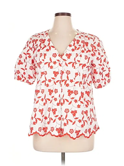 Pre-owned Solitaire Short Sleeve Blouse In Red