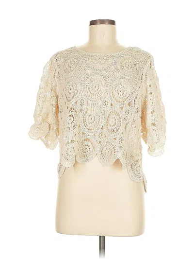 Pre-owned Solitaire Short Sleeve Blouse In White