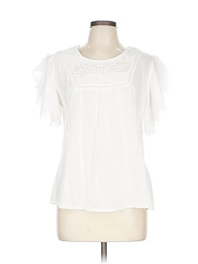 Pre-owned Solitaire Short Sleeve Blouse In White