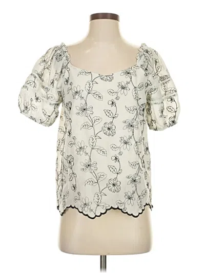 Pre-owned Solitaire Short Sleeve Blouse In White