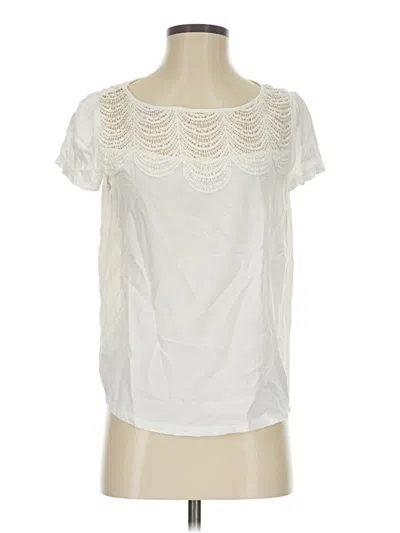 Pre-owned Solitaire Short Sleeve Blouse In White