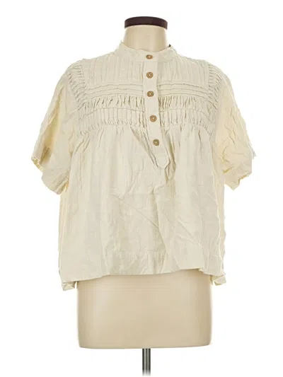Pre-owned Solitaire Short Sleeve Blouse In White