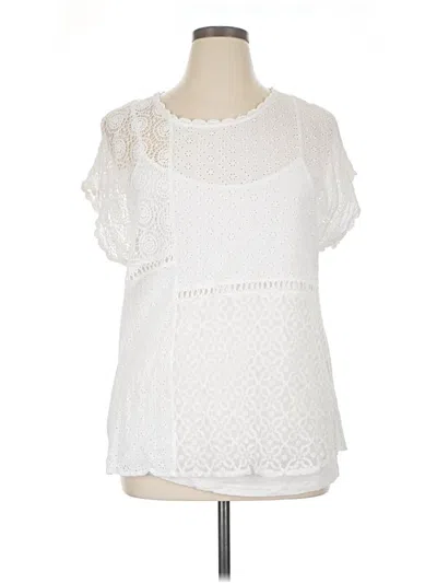 Pre-owned Solitaire Short Sleeve Blouse In White