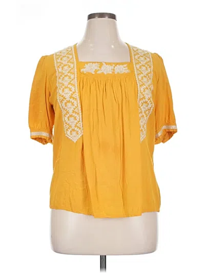 Pre-owned Solitaire Short Sleeve Blouse In Yellow