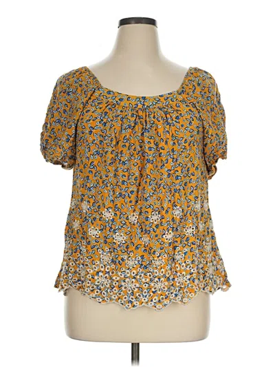 Pre-owned Solitaire Short Sleeve Blouse In Yellow