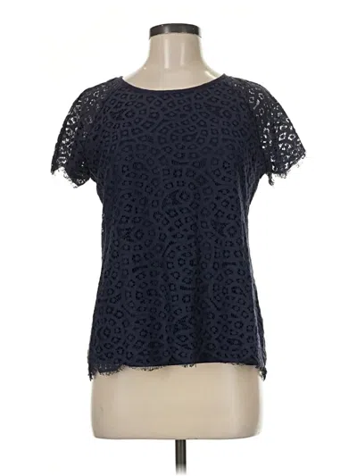 Pre-owned Solitaire Short Sleeve Top Black Keyhole Neckline Tops