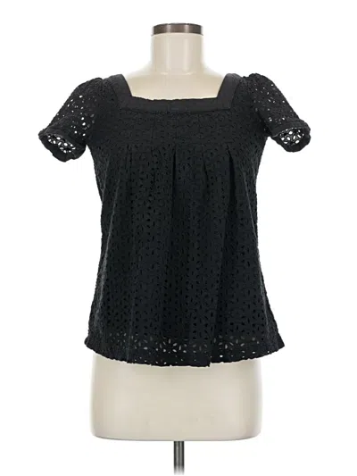 Pre-owned Solitaire Short Sleeve Top Black Square Neckline Tops