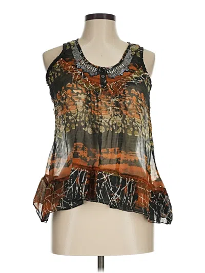 Pre-owned Solitaire Sleeveless Blouse In Brown