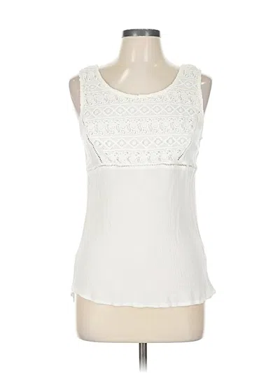 Pre-owned Solitaire Sleeveless Blouse In White