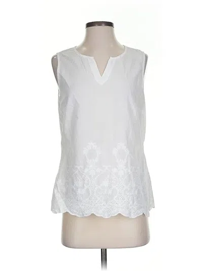 Pre-owned Solitaire Sleeveless Blouse In White