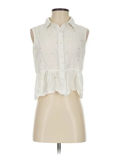 Pre-owned Solitaire Sleeveless Button Down Shirt In White