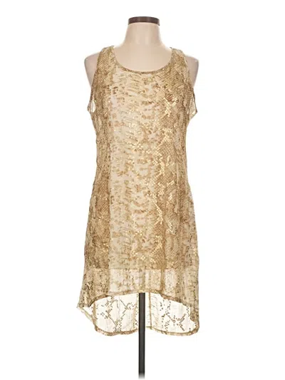 Pre-owned Solitaire Sleeveless Top Gold Halter Neckline Tops
