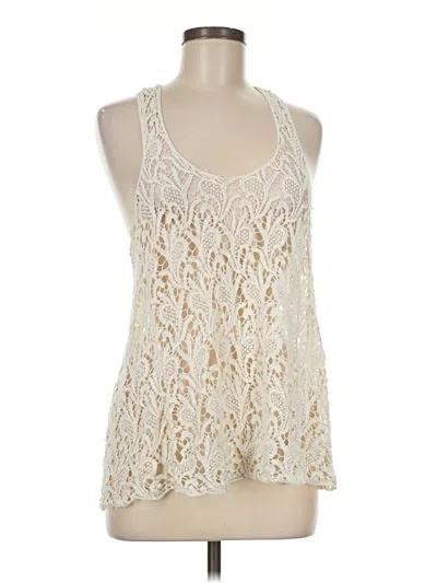 Pre-owned Solitaire Tank Top Ivory Halter Neckline Tops