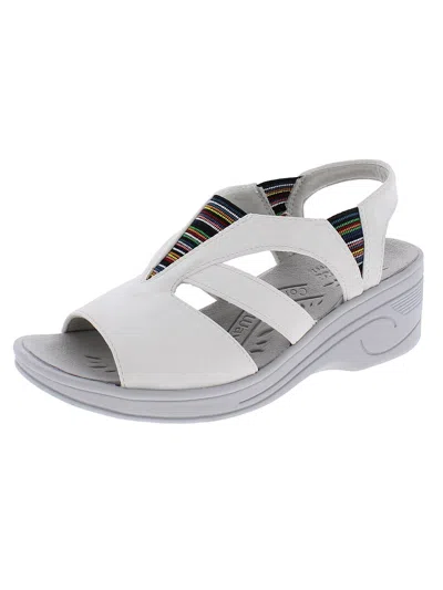Solite By Easy Street Uplift Womens Rainbow Inset Slingback Wedge Sandals In Gray