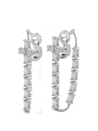 Solo For Diamonds Cross-pendant Diamond-embellished Earrings In Silver