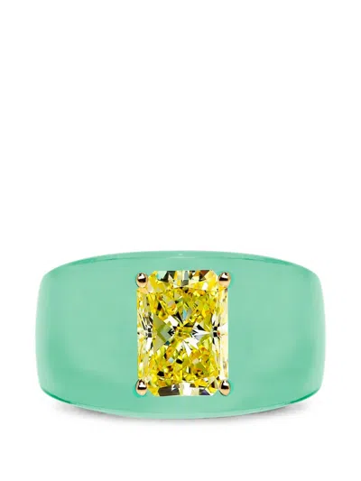 Solo For Diamonds Diamond Chunky Ring In Green