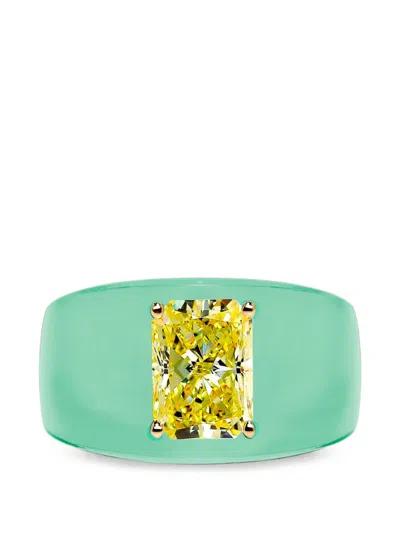 Solo For Diamonds Diamond Chunky Ring In Green
