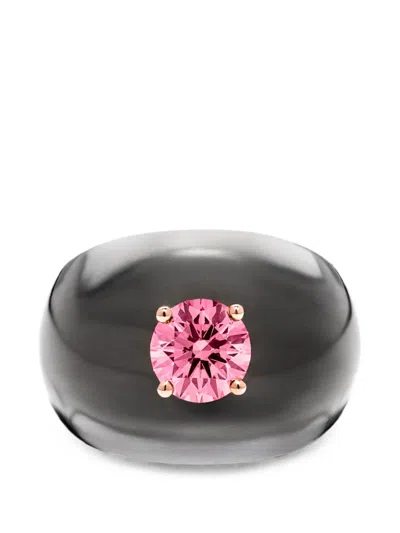 Solo For Diamonds Diamond Chunky Ring In Pink