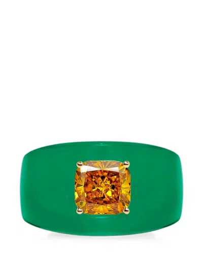 Solo For Diamonds Diamond-embellished Chunky Ring In Green