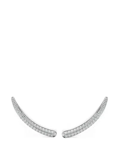Solo For Diamonds Diamond-embellished Curved Earrings In Metallic