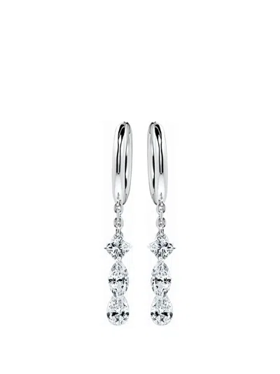 Solo For Diamonds Diamond-embellished Drop Hoop Earrings In Silver