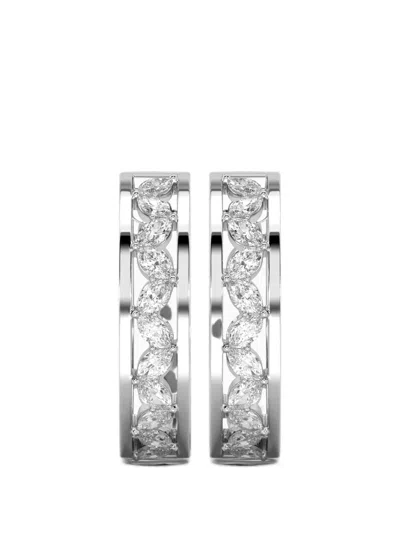 Solo For Diamonds Diamond-embellished Marquise-cut Hoop Earrings In Metallic