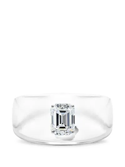 Solo For Diamonds Emerald-cut Diamond Ring In Metallic