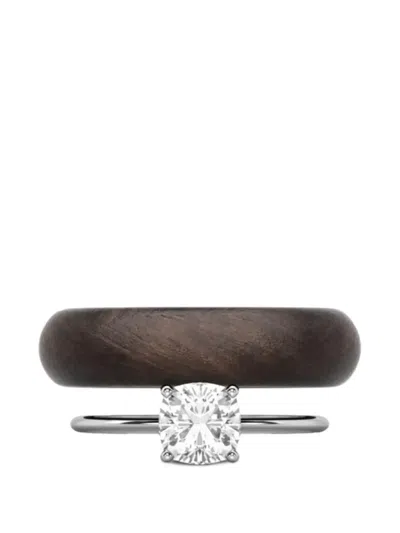 Solo For Diamonds Lab-grown Diamond Wood-detail Ring In Multi