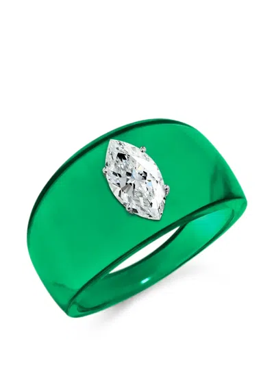 Solo For Diamonds Marquise-cut Diamond Ring In Green
