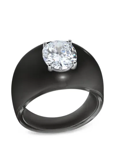 Solo For Diamonds Oval-cut Diamond-embellished Ring In Black