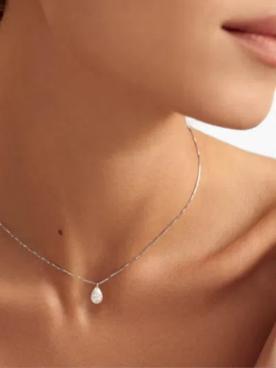Solo For Diamonds Pear-cut Diamond Necklace In Silver