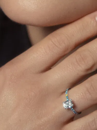 Solo For Diamonds X Daria Shapovalova Radiant-cut Diamond-embellished Ring In Blue