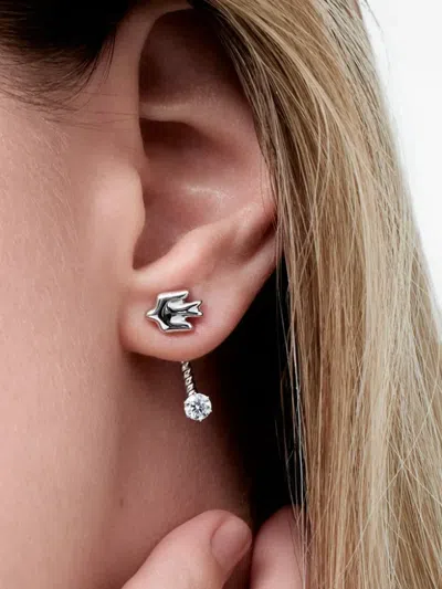 Solo For Diamonds X Gunia Project Bird-motif Diamond Earrings In Silver