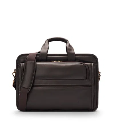 Solo New York Classic Leather Briefcase In Dark Brown