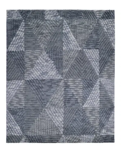 Solo Rugs Erie Contemporary Geometric Hand-knotted Wool-blend Area Rug In Gray
