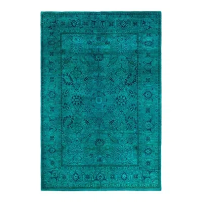 Solo Rugs Fine Vibrance One-of-a-kind Hand-knotted Area Rug - Blue, 6' 3" X 9' 4" In Mint Blue,dark Blue