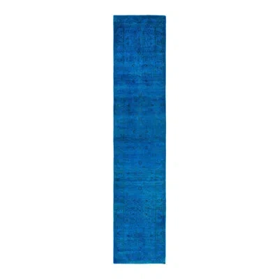 Solo Rugs Fine Vibrance One-of-a-kind Hand-knotted Runner Rug - Blue, 2' 7" X 12' 8" In Dark Blue