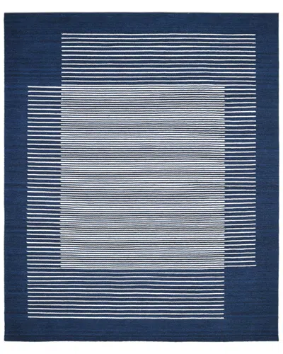 Solo Rugs George Contemporary Striped Hand-woven Wool-blend Area Rug In Blue