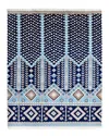 Solo Rugs Hudson Contemporary Floral Hand-knotted Wool-blend Area Rug In Blue