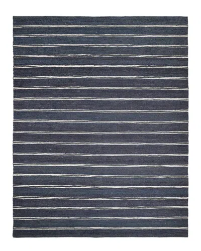 Solo Rugs Lilly Contemporary Striped Hand-woven Jute-blend Area Rug In Blue
