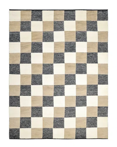 Solo Rugs Livingston Contemporary Checkered Hand-knotted Wool-blend Area Rug In Brown